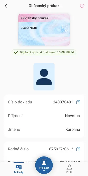 Mobilné rozhranie aplikácie eDoklady