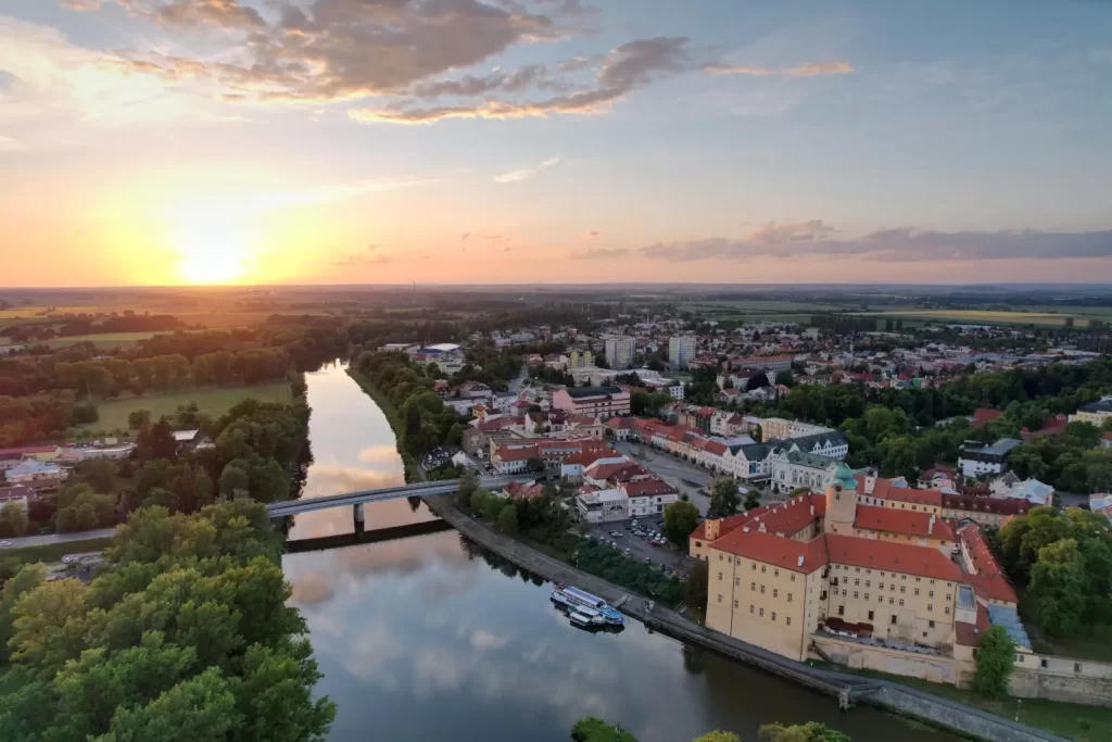 Pohľad zhora na mesto Poděbrady