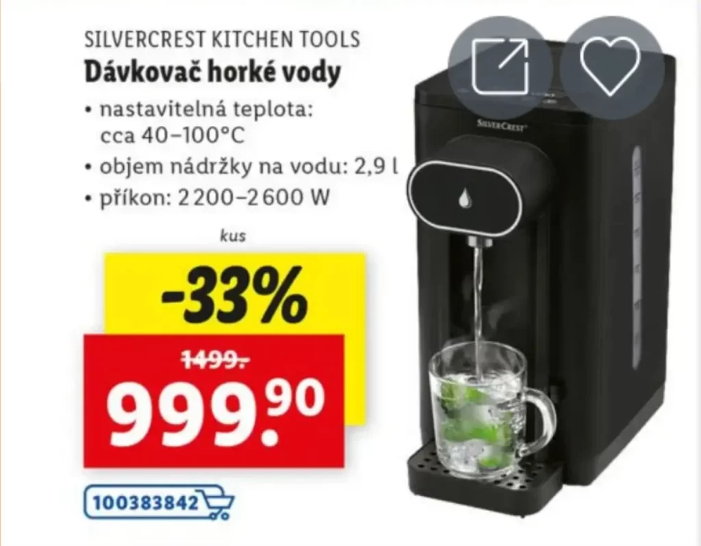 Strieborná výbava horúcej vody z Lidl